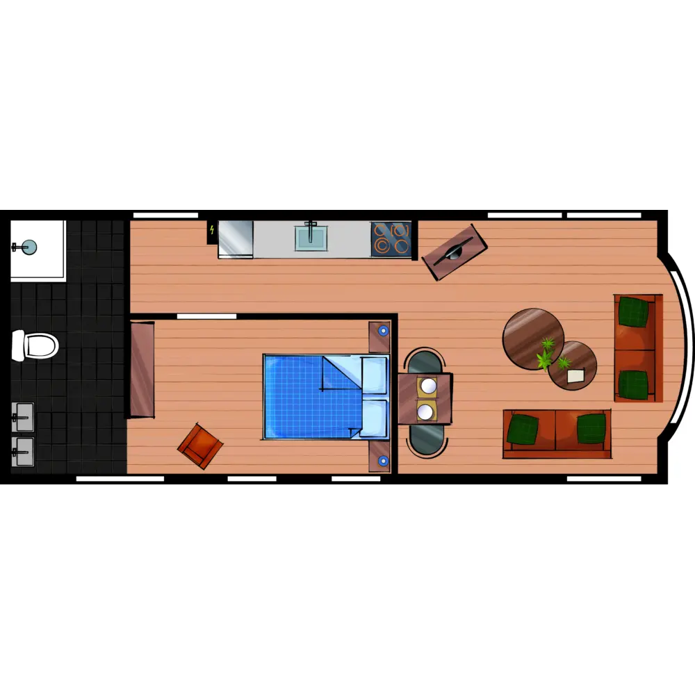 Chalet 2 personen Plattegrond1