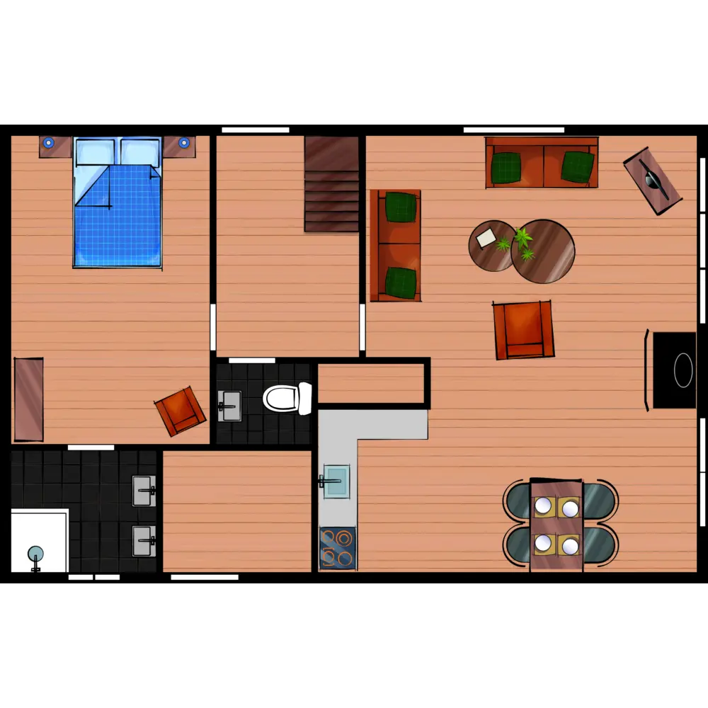 Vakantiehuis 4 personen Sunshower Beneden Plattegrond