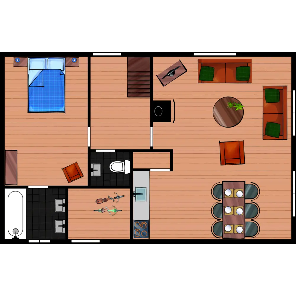 Vakantiehuis 4 personen Beneden Plattegrond