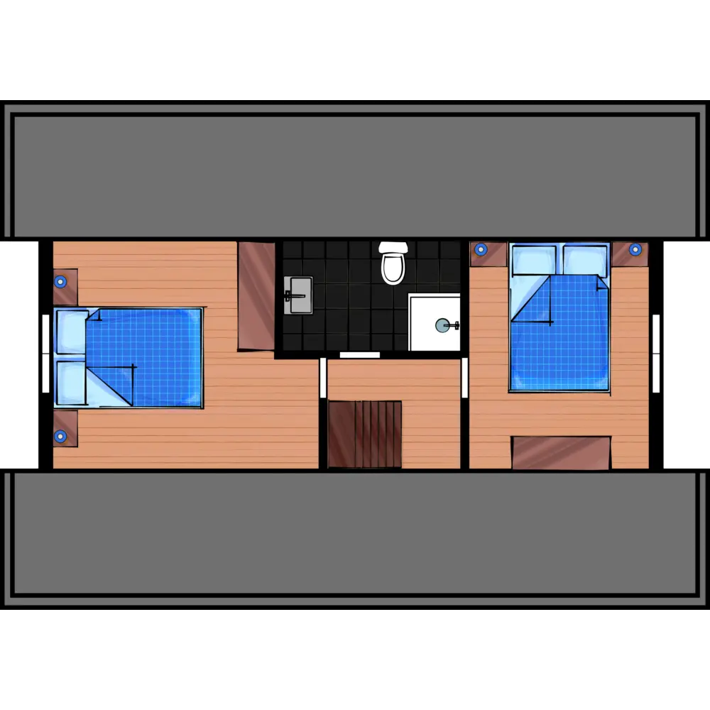 Vakantiehuis 6 personen Boven Plattegrond