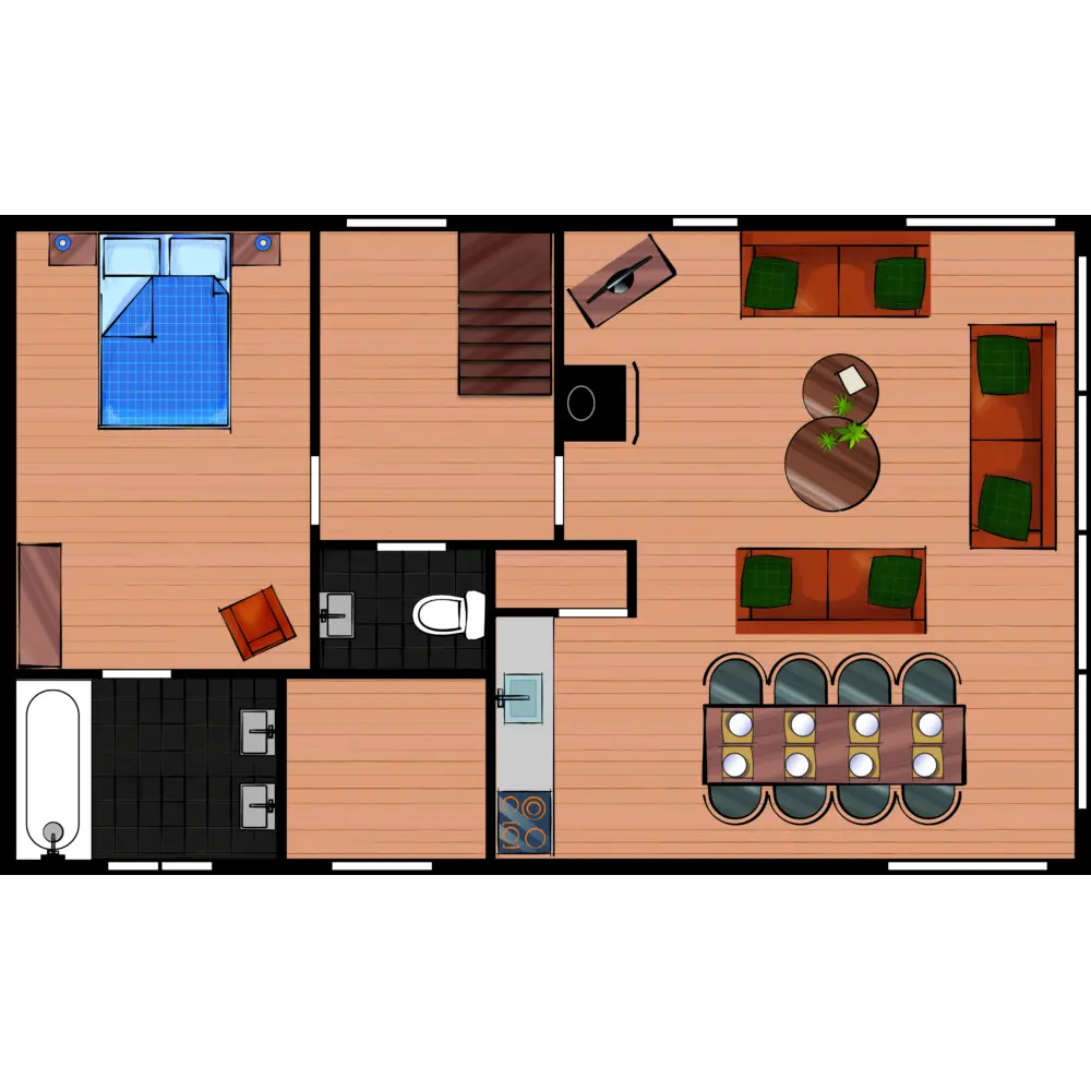 Vakantiehuis 8 personen Beneden Plattegrond