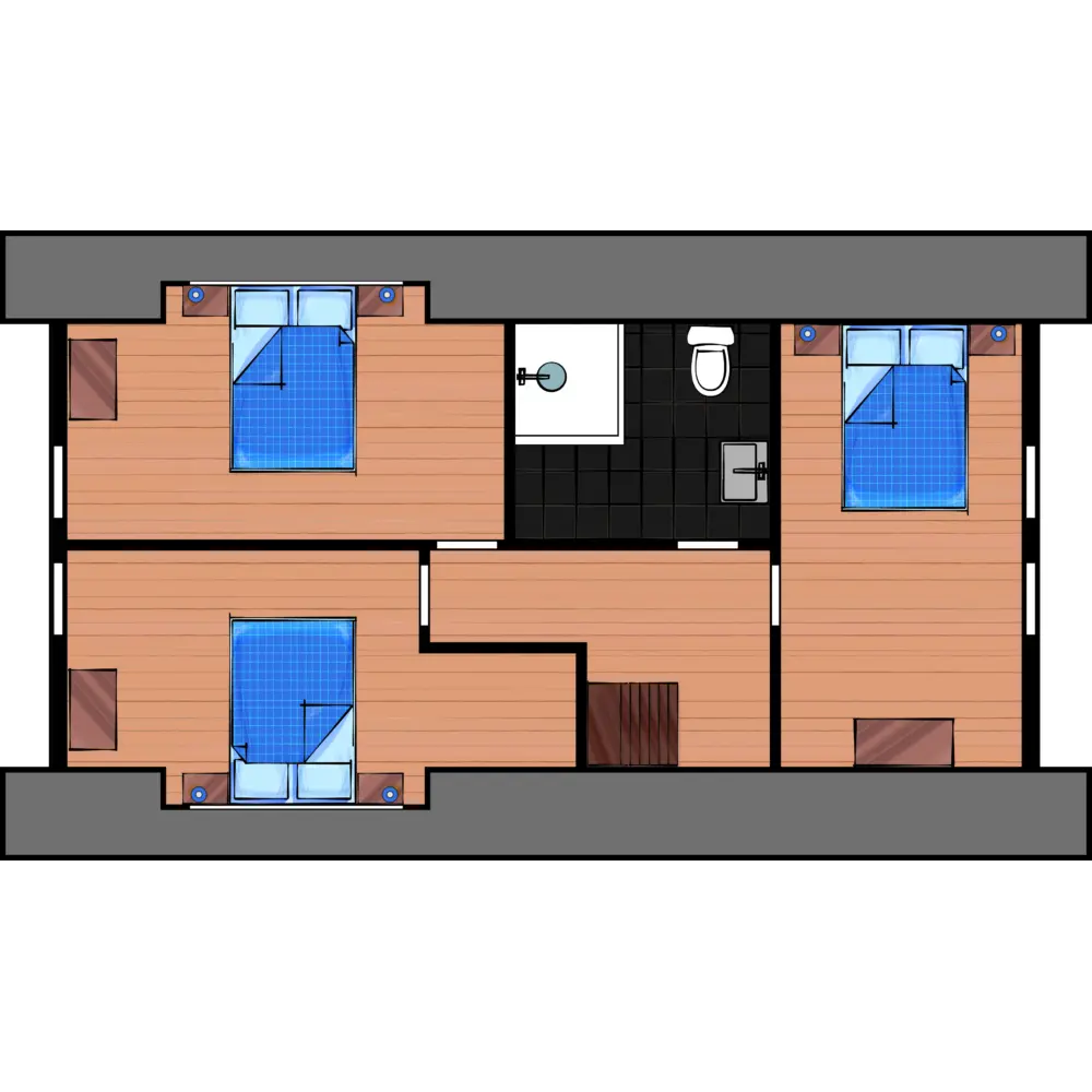 Vakantiehuis 8 personen Boven Plattegrond