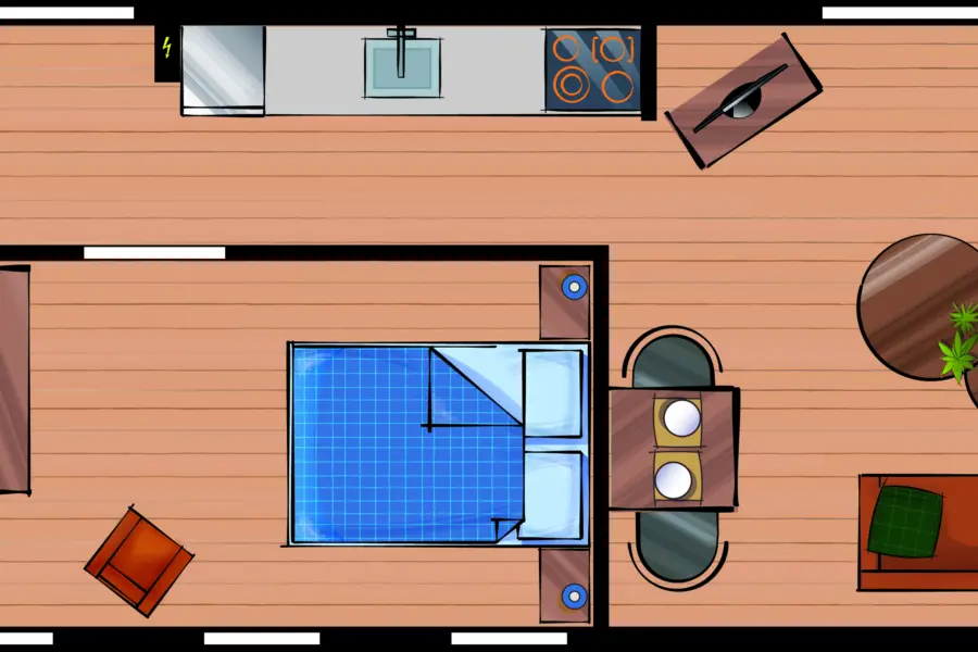 Chalet 2 personen Plattegrond1