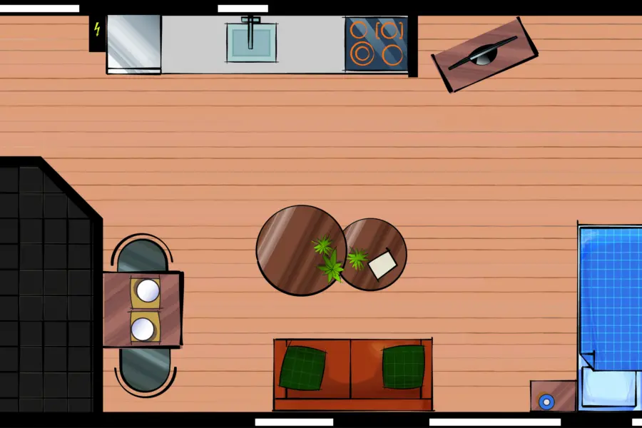 Studio 2 personen Plattegrond