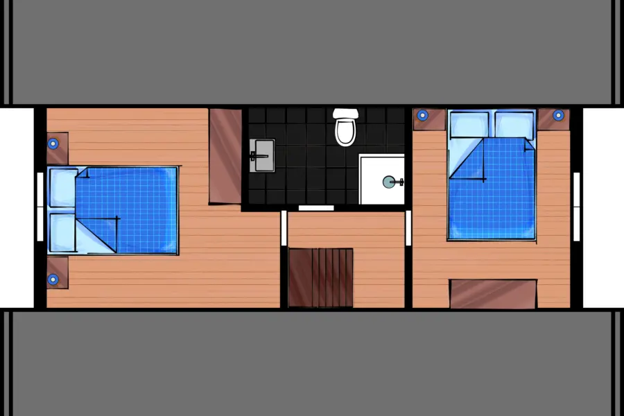 Vakantiehuis 6 personen Boven Plattegrond