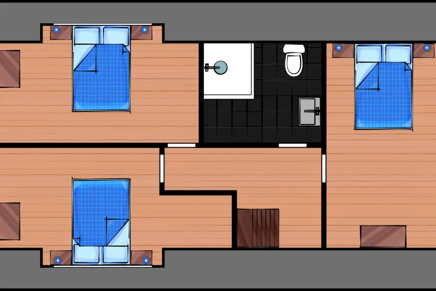 Vakantiehuis 8 personen Boven Plattegrond